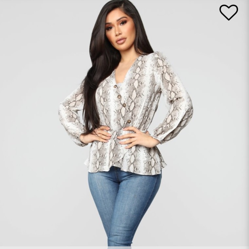Snake print long sleeve top